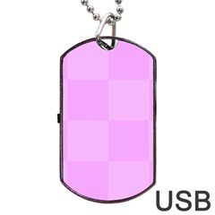 Pink Gingham Check Squares Dog Tag Usb Flash (two Sides) by yoursparklingshop