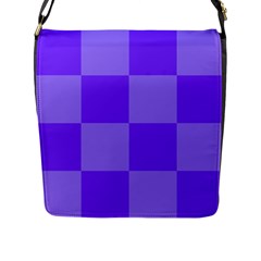 Purple Gingham Check Squares Pattern Flap Closure Messenger Bag (l) by yoursparklingshop