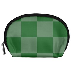 Green Gingham Check Squares Pattern Accessory Pouch (large) by yoursparklingshop