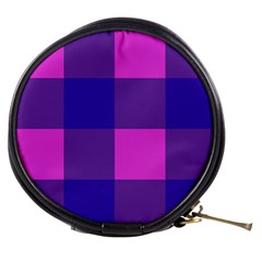 Blue And Pink Buffalo Plaid Check Squares Pattern Mini Makeup Bag by yoursparklingshop