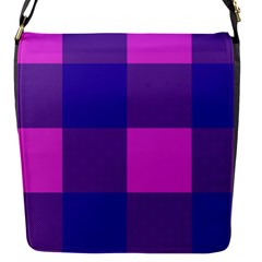Blue And Pink Buffalo Plaid Check Squares Pattern Flap Closure Messenger Bag (s) by yoursparklingshop