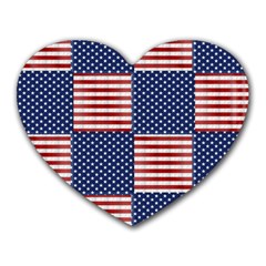 Red White Blue Stars And Stripes Heart Mousepads by yoursparklingshop