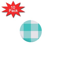 Turquoise And White Buffalo Check 1  Mini Buttons (10 Pack)  by yoursparklingshop
