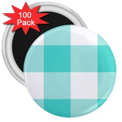 Turquoise And White Buffalo Check 3  Magnets (100 Pack) by yoursparklingshop