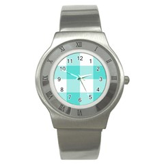 Turquoise And White Buffalo Check Stainless Steel Watch by yoursparklingshop