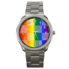 Lgbt Rainbow Buffalo Check Lgbtq Pride Squares Pattern Sport Metal Watch by yoursparklingshop