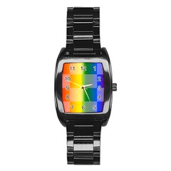 Lgbt Rainbow Buffalo Check Lgbtq Pride Squares Pattern Stainless Steel Barrel Watch by yoursparklingshop