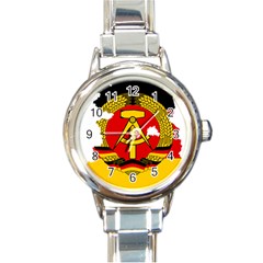 Flag Map of East Germany (1959¨C1990) Round Italian Charm Watch