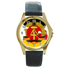 Flag Map of East Germany (1959¨C1990) Round Gold Metal Watch