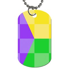 Purple Yellow Green Check Squares Pattern Mardi Gras Dog Tag (two Sides) by yoursparklingshop