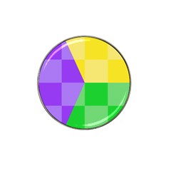 Purple Yellow Green Check Squares Pattern Mardi Gras Hat Clip Ball Marker by yoursparklingshop