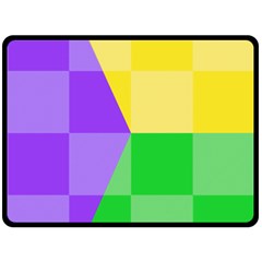 Purple Yellow Green Check Squares Pattern Mardi Gras Fleece Blanket (large)  by yoursparklingshop