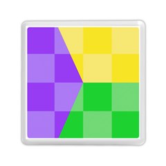 Purple Yellow Green Check Squares Pattern Mardi Gras Memory Card Reader (square) by yoursparklingshop