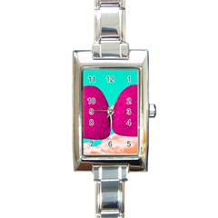 Two Hearts Rectangle Italian Charm Watch by essentialimage