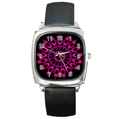 Digital Handdraw Floral Square Metal Watch