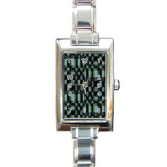 Dark Geometric Pattern Design Rectangle Italian Charm Watch by dflcprintsclothing