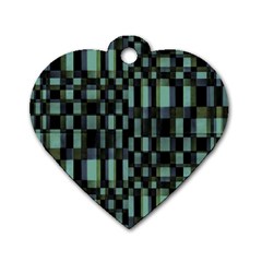 Dark Geometric Pattern Design Dog Tag Heart (two Sides) by dflcprintsclothing