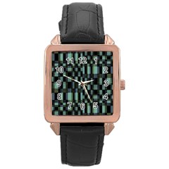 Dark Geometric Pattern Design Rose Gold Leather Watch  by dflcprintsclothing