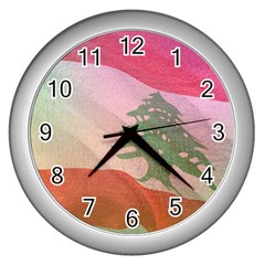 Lebanon Wall Clock (silver) by AwesomeFlags