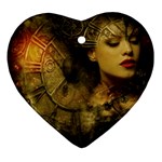 Surreal Steampunk Queen From Fonebook Heart Ornament (Two Sides) Back