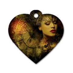 Surreal Steampunk Queen From Fonebook Dog Tag Heart (two Sides)