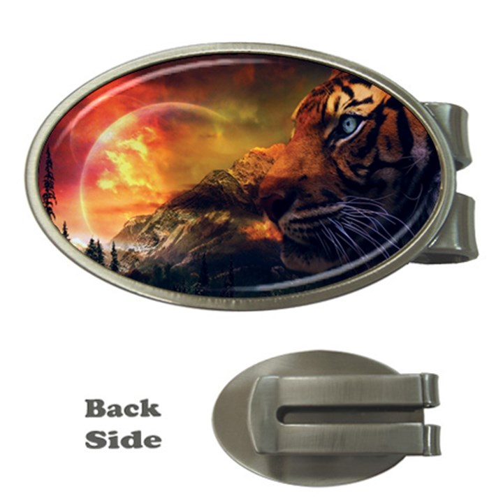 Tiger King In A Fantastic Landscape From Fonebook Money Clips (Oval) 