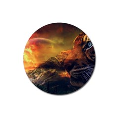 Tiger King In A Fantastic Landscape From Fonebook Magnet 3  (round) by 2853937