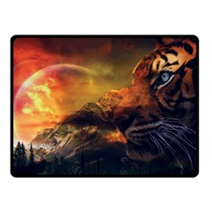 Tiger King In A Fantastic Landscape From Fonebook Double Sided Fleece Blanket (small)  by 2853937