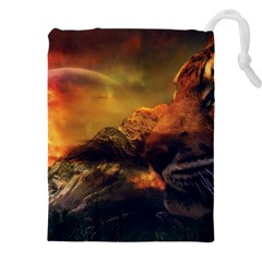 Tiger King In A Fantastic Landscape From Fonebook Drawstring Pouch (4xl) by 2853937