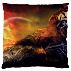 Tiger King In A Fantastic Landscape From Fonebook Large Flano Cushion Case (two Sides) by 2853937