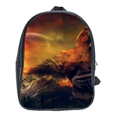 Tiger King In A Fantastic Landscape From Fonebook School Bag (large) by 2853937