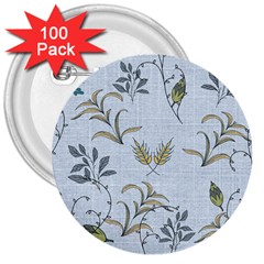 Blue Botanical Plants 3  Buttons (100 Pack)  by Abe731