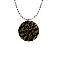 Black And Orange Geometric Design 1  Button Necklace by dflcprintsclothing