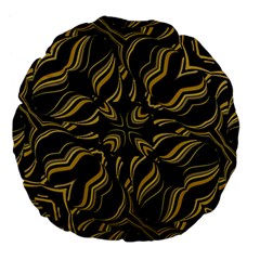 Black And Orange Geometric Design Large 18  Premium Flano Round Cushions by dflcprintsclothing