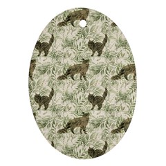 Botanical Cats Pattern Ornament (Oval)