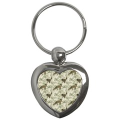 Botanical Cats Pattern Key Chain (Heart)