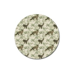 Botanical Cats Pattern Magnet 3  (Round)