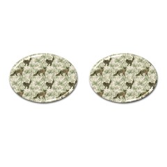 Botanical Cats Pattern Cufflinks (Oval)