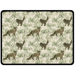 Botanical Cats Pattern Fleece Blanket (Large) 