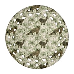 Botanical Cats Pattern Ornament (Round Filigree)