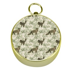 Botanical Cats Pattern Gold Compasses by Abe731