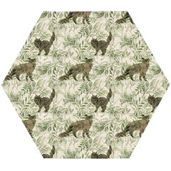 Botanical Cats Pattern Wooden Puzzle Hexagon