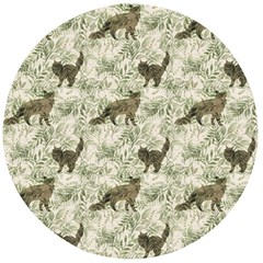 Botanical Cats Pattern Wooden Bottle Opener (Round)