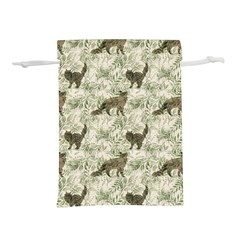 Botanical Cats Pattern Lightweight Drawstring Pouch (L)