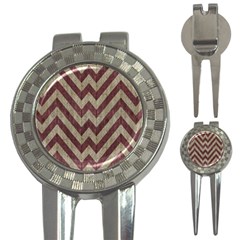 Vintage Grunge Geometric Chevron Pattern 3-in-1 Golf Divots