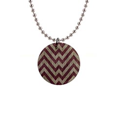 Vintage Grunge Geometric Chevron Pattern 1  Button Necklace