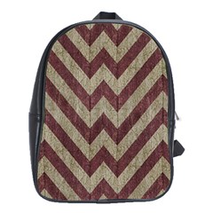 Vintage Grunge Geometric Chevron Pattern School Bag (XL)