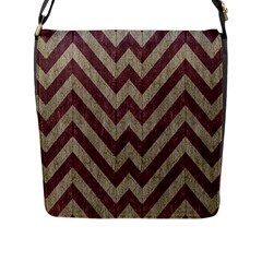 Vintage Grunge Geometric Chevron Pattern Flap Closure Messenger Bag (L)