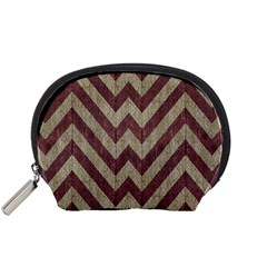 Vintage Grunge Geometric Chevron Pattern Accessory Pouch (Small)