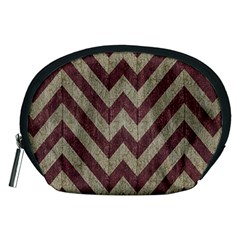 Vintage Grunge Geometric Chevron Pattern Accessory Pouch (Medium)